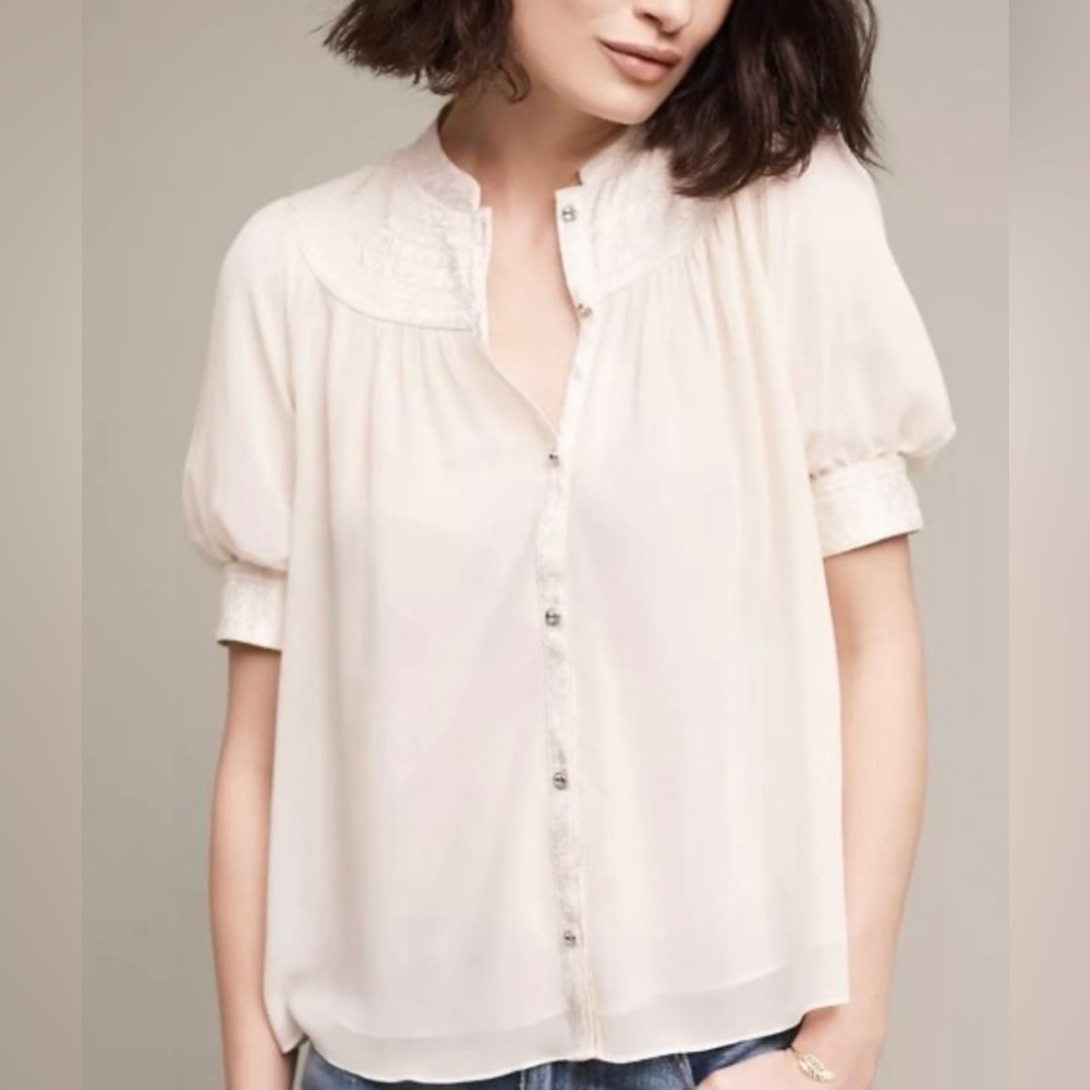 Anthropologie Moulinette Soeurs Colline Bib Top In Off White  Size S